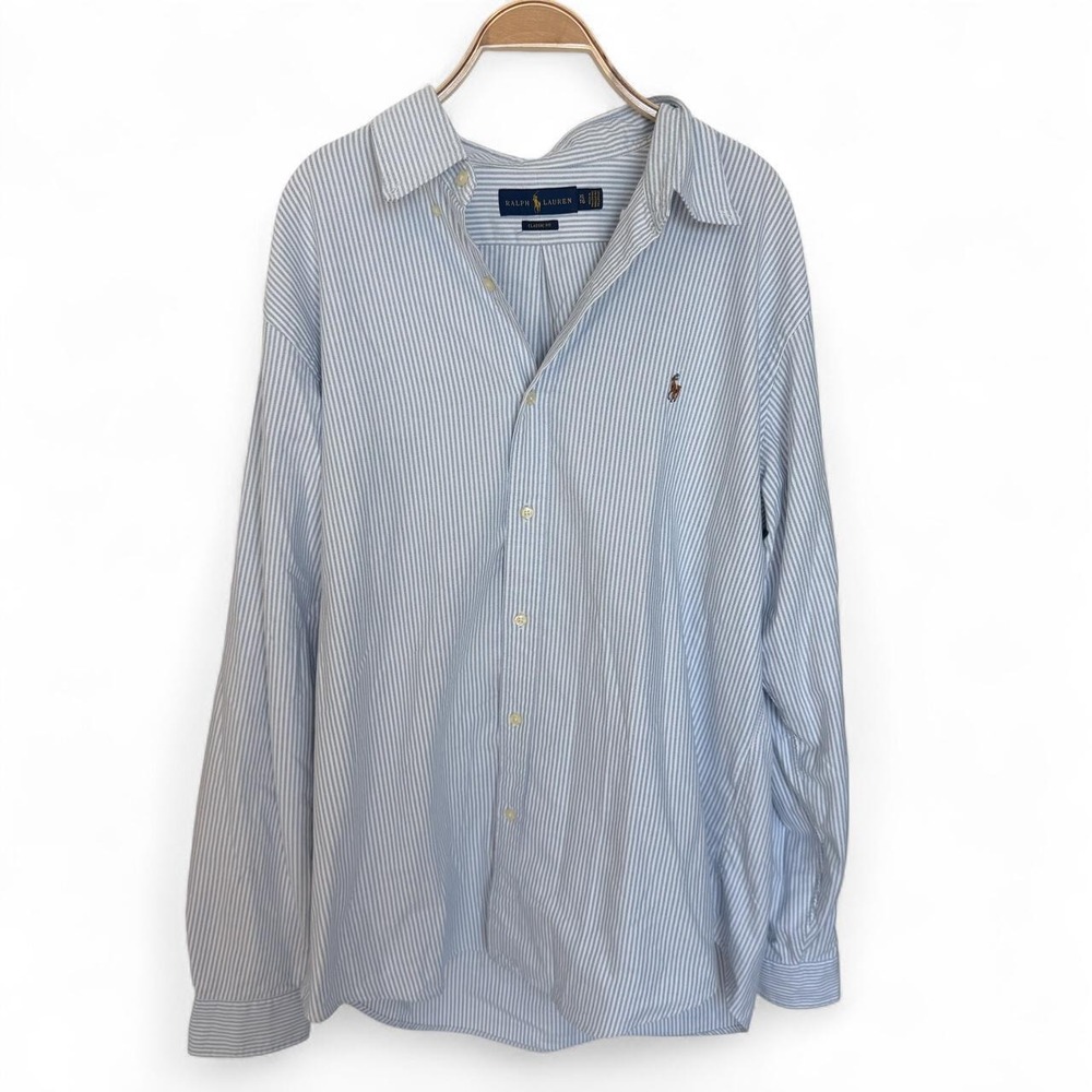 Ralph Lauren Striped Oxford Shirt in Blue and White
